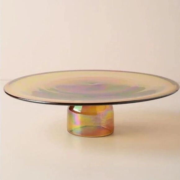 Anthropologie Other - Anthropologie Home Iridescent Glass Cake Stand in Honey